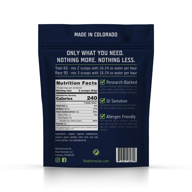 Lemon-Lime Endurance Drink Mix nutrition and ingredient label
